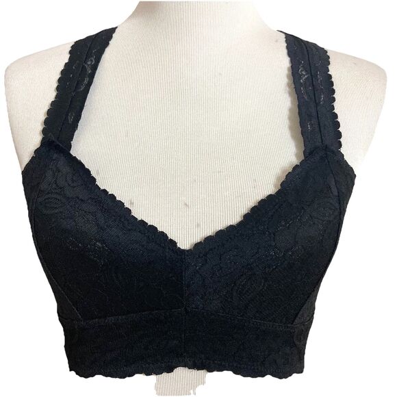 Intimately Free People Bralette Black Sheer Floral Lace Pull Over Sexy - Picture 3 of 12